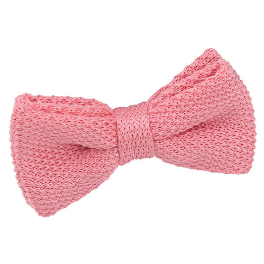Plain Knitted Pre-Tied Bow Tie - Boys - Flamingo Pink