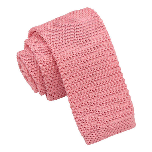 Plain Knitted Tie - Boys - Flamingo Pink