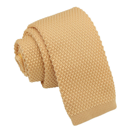 Plain Knitted Tie - Boys - Lemon Yellow
