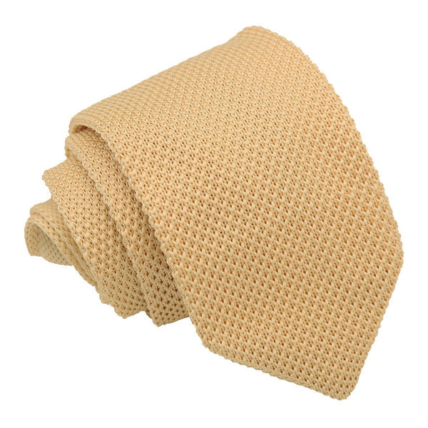 Plain Knitted Slim Tie - Lemon Yellow