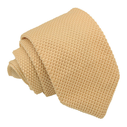 Plain Knitted Slim Tie - Lemon Yellow