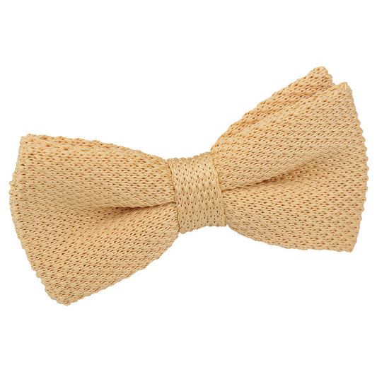 Plain Knitted Pre-Tied Bow Tie - Lemon Yellow