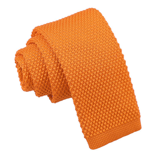 Plain Knitted Tie - Boys - Tangerine