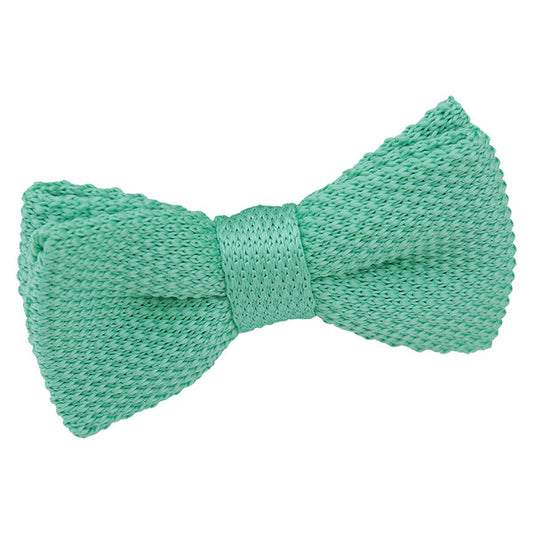 Plain Knitted Pre-Tied Bow Tie - Boys - Aquamarine Green