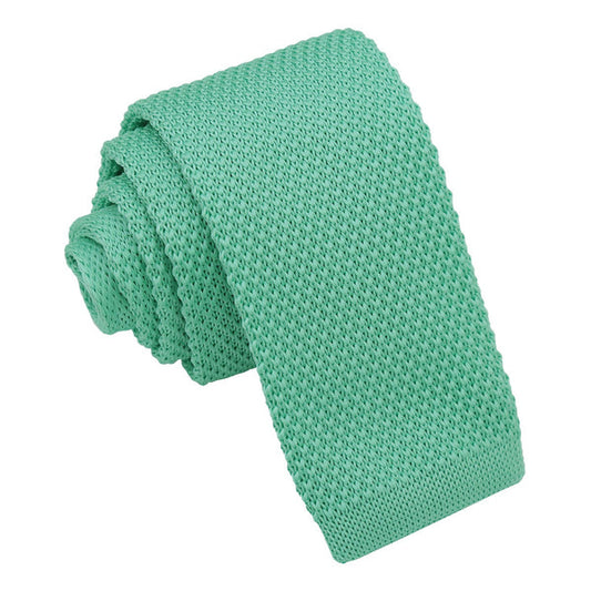 Plain Knitted Tie - Boys - Aquamarine Green