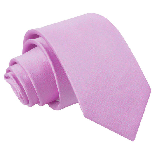 Plain Satin Slim Tie - Lilac