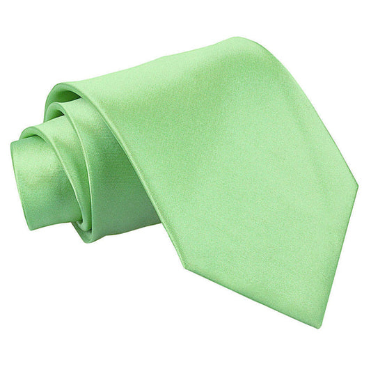 Plain Satin Extra Long Tie - Lime Green