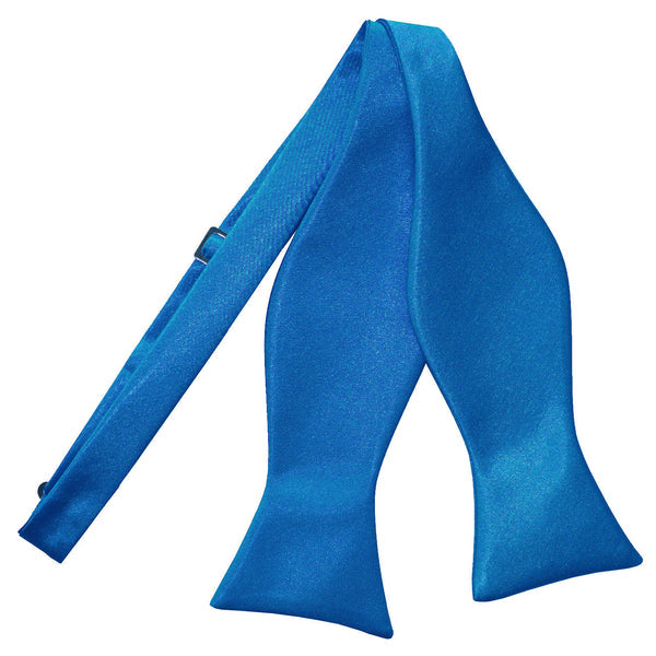 Plain Satin Self-Tie Bow Tie - Electric Blue