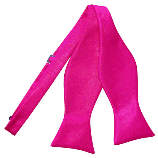 Plain Satin Self-Tie Bow Tie - Hot Pink