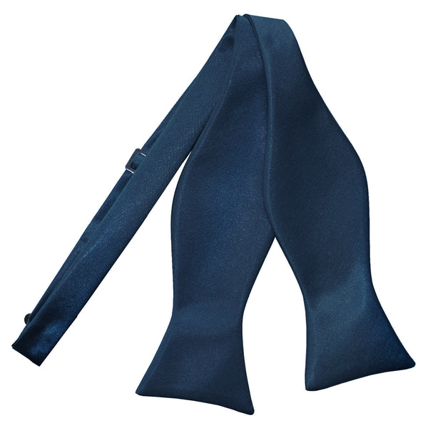 Plain Satin Self-Tie Bow Tie - Navy Blue