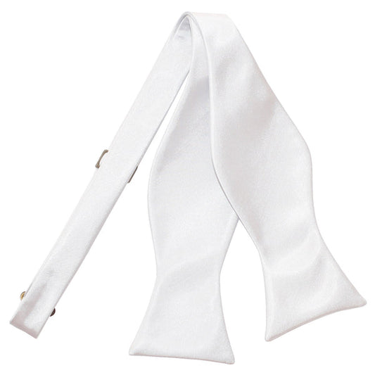 Plain Satin Self-Tie Bow Tie - White