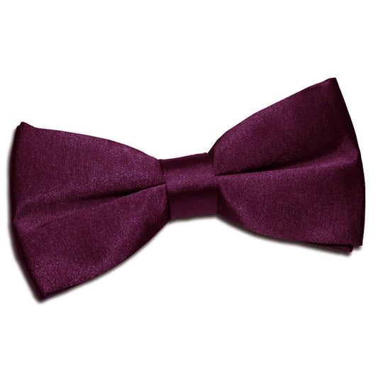 Plain Satin Pre-Tied Bow Tie - Plum