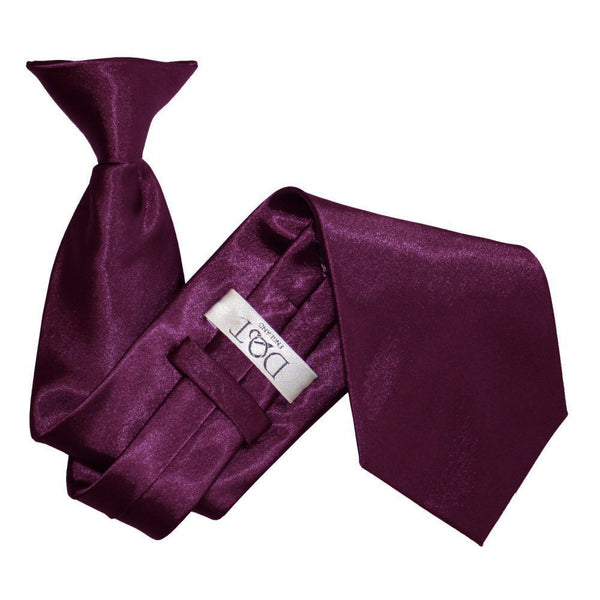 Plain Satin Clip-On Tie - Plum