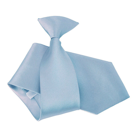 Plain Satin Clip-On Tie - Dusty Blue