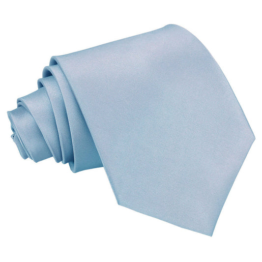 Plain Satin Extra Long Tie - Dusty Blue