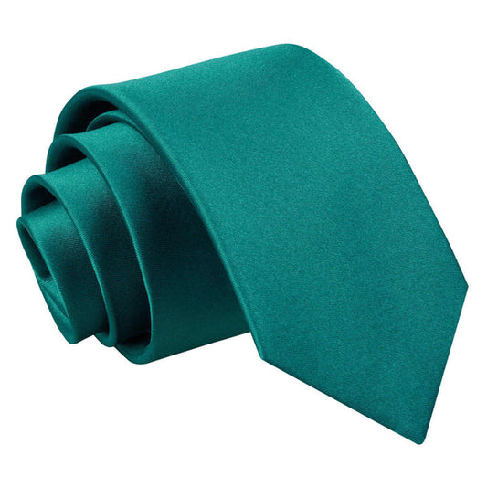 Plain Satin Slim Tie - Teal