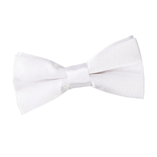 Plain Satin Pre-Tied Bow Tie - Boys - White