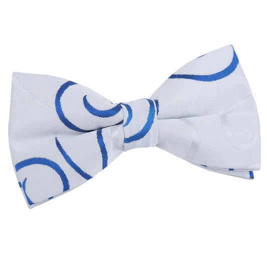 Scroll Pre-Tied Bow Tie - Silver and Royal Blue