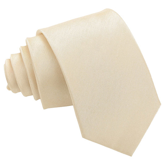 Plain Shantung Slim Tie - Beige
