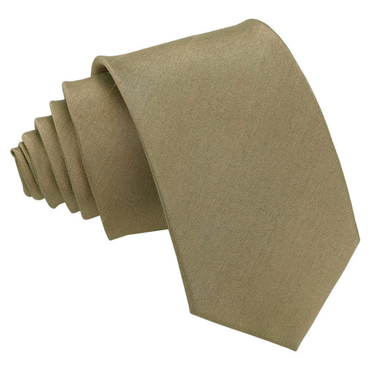 Plain Shantung Slim Tie - Bronze