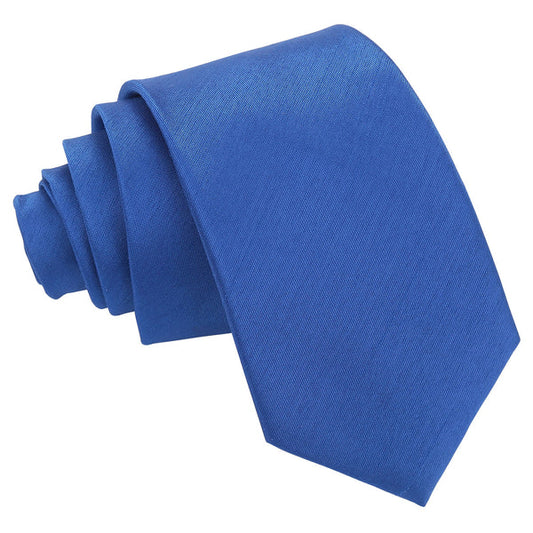 Plain Shantung Slim Tie - Royal Blue