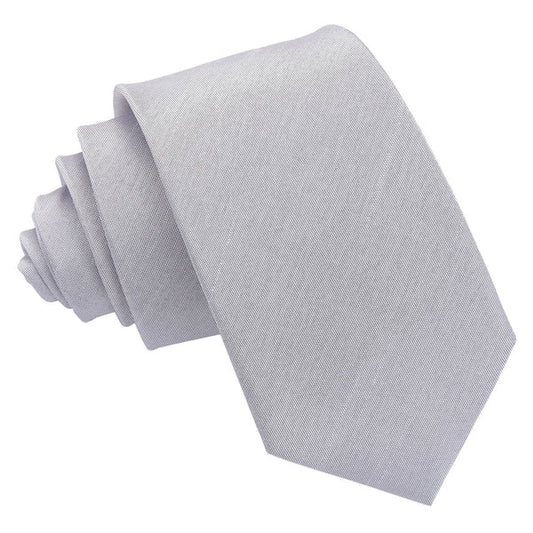 Plain Shantung Slim Tie - Silver