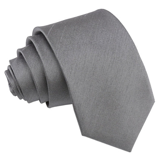Plain Shantung Slim Tie - Steel Grey