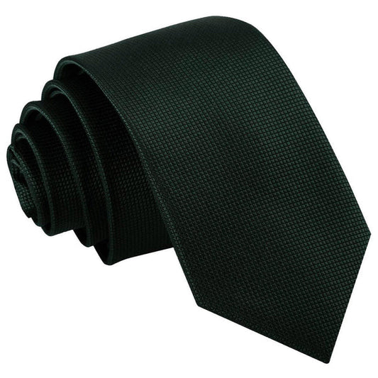 Solid Check Slim Tie - Dark Green
