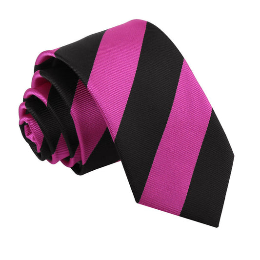 Striped Slim Tie - Baby Pink and White