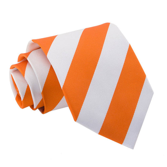 Striped Classic Tie - Orange and White