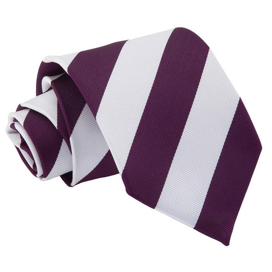 Striped Classic Tie - Purple and White