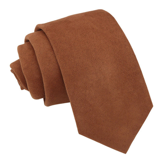Suede Slim Tie - Toffee Brown
