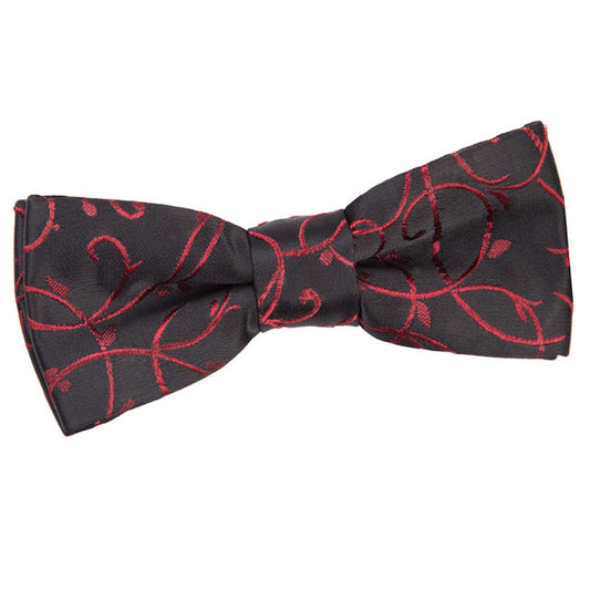 Swirl Pre-Tied Bow Tie - Boys - Black and Burgundy