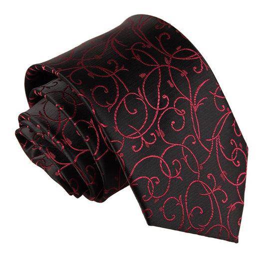 Swirl Classic Tie - Black and Burgundy