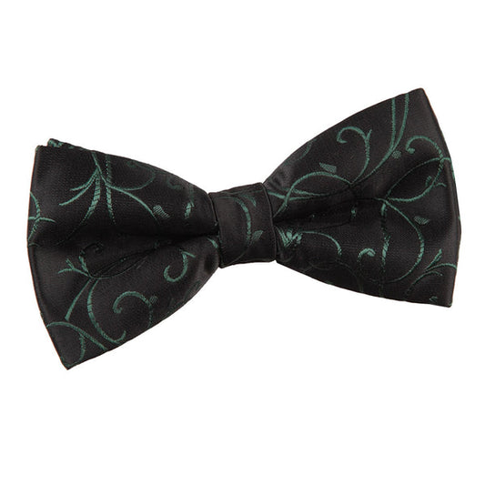 Swirl Pre-Tied Bow Tie - Black and Green