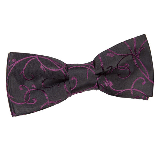 Swirl Pre-Tied Bow Tie - Boys - Black and Purple