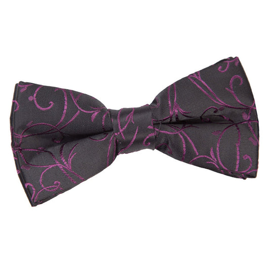 Swirl Pre-Tied Bow Tie - Black and Purple