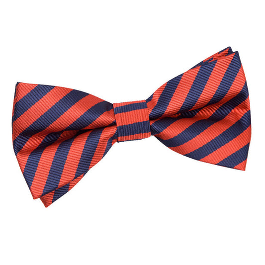 Thin Stripe Pre-Tied Bow Tie - Navy Blue and Red
