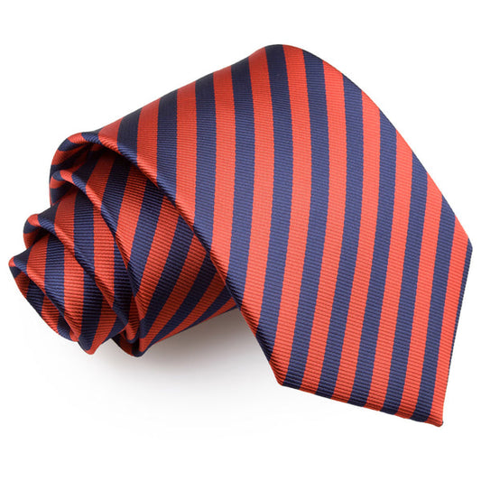 Thin Stripe Classic Tie - Navy Blue and Red